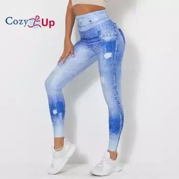 Женские леггинсы для йоги с высокой талией, ложным карманом, ложной молнией, утягивающими живот, непрозрачные спортивные штаны для бега и йоги M