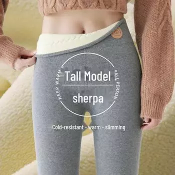 Женские леггинсы из бархата и овчины с высокой талией — для активного отдыха, обтягивающие и теплые M чёрный