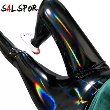 Женские леггинсы из искусственной кожи, черные бесшовные тонкие длинные брюки, женские сексуальные леггинсы с высокой талией