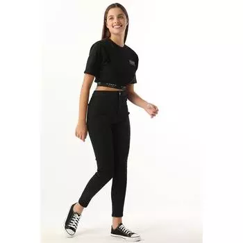 Женские леггинсы из лайкры с высокой талией, черные джинсы