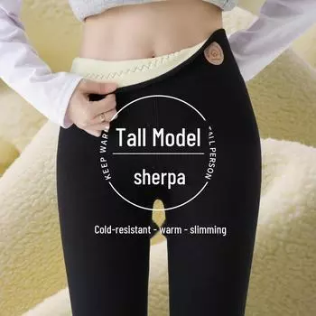 Женские леггинсы из плотного бархата и овчины с высокой талией — очень теплая зимняя одежда XL (115kg-135kg)
