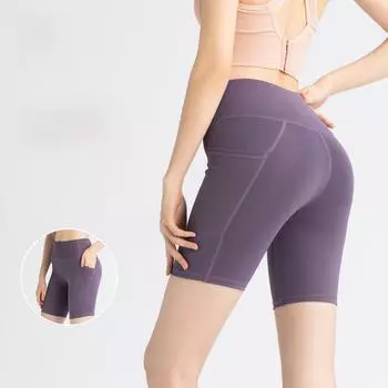Женские леггинсы Juyitang с высокой талией и боковыми карманами — шорты для йоги, фитнеса и бега с подъемом бедер Medium