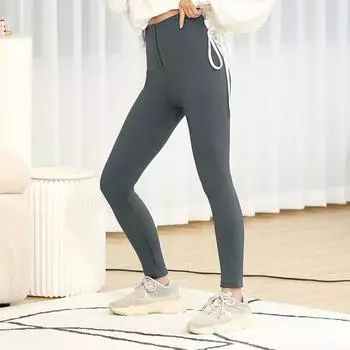 Женские леггинсы на флисовой подкладке, флисовые зимние леггинсы, двубортные леггинсы с теплоизоляцией, брюки для йоги с высокой талией для тренировок S серый/коричневый