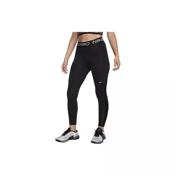 Женские леггинсы Nike Pro с принтом букв, с высокой посадкой, черные FB5701-010 XS