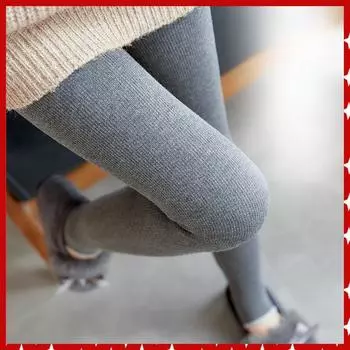 Женские леггинсы Plus Velvet Thicken Trample Feet, осенне-зимние однотонные узкие брюки с высокой талией и вертикальной полоской One size чёрный