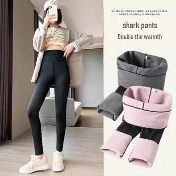 Женские леггинсы Plush Shark — утягивающие бедра, теплые хлопковые штаны для йоги на осень и зиму L