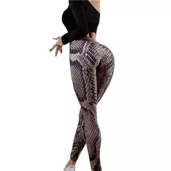 Женские леггинсы пуш-ап для фитнеса, брюки длиной до щиколотки с высокой талией, модные леггинсы со змеиной кожей и принтом