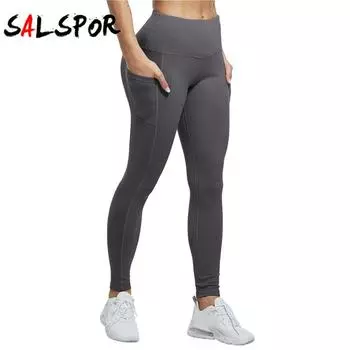 Женские леггинсы с карманами для тренировок, эластичные узкие брюки с высокой талией, брюки для фитнеса, бега, йоги XL армия зеленый