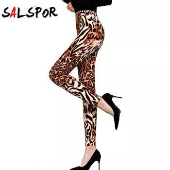 Женские леггинсы с леопардовым принтом, высокие эластичные брюки для фитнеса, спортзала, йоги