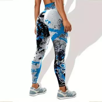 Женские леггинсы с принтом граффити для йоги, фитнеса, бега, спортзала, спорта, активного отдыха XS синий