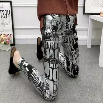 Женские леггинсы с принтом, золотистые, серебряные узкие эластичные тонкие узкие брюки A шампанского