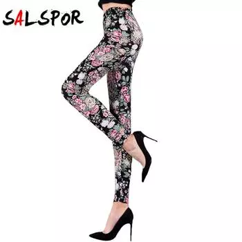 Женские леггинсы с разноцветным цветочным принтом, высокие эластичные брюки для фитнеса, спортзала, йоги