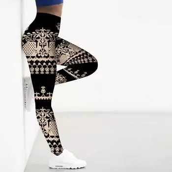 Женские леггинсы с ретро-принтом для занятий йогой, фитнесом, бегом, спортом, активными штанами XS зелёный