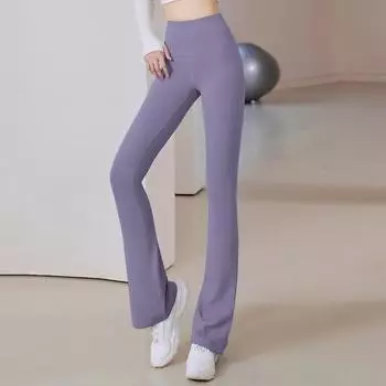 Женские леггинсы с высокой талией, дышащие, расклешенные, спортивные, облегающие, приподнимающие бедра, штаны для йоги, для бега, быстросохнущие, спортивные штаны S какао