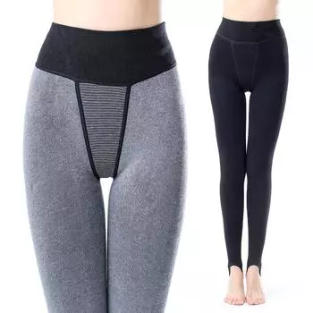 Женские леггинсы с высокой талией и бархатной подкладкой для зимы Step on the foot серый
