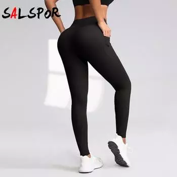 Женские леггинсы с высокой талией и карманом, идеально подходят для ежедневной носки во время тренировок S винный