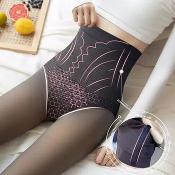 Женские леггинсы с высокой талией и подтяжкой живота, зимние колготки, 2 стиля M/L