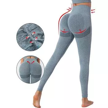 Женские леггинсы с высокой талией и пуш-ап, полые леггинсы для фитнеса, леггинсы для тренировок для женщин, повседневные джеггинсы для похудения, спортивные штаны L серый
