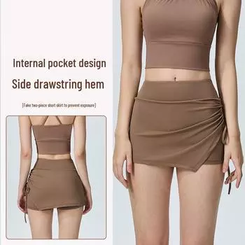 Женские леггинсы с высокой талией, имитацией живота, из двух частей, с юбкой-юбкой и боковыми лямками Extra Large слоновая кость/белый