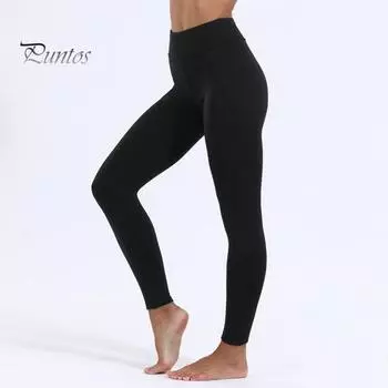 Женские леггинсы с высокой талией, облегающие, с утолщенной бархатной подкладкой, теплые длинные брюки, однотонные спортивные брюки для йоги M чёрный