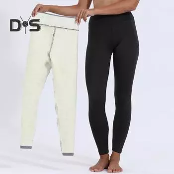 Женские леггинсы с высокой талией, облегающие, с утолщенной бархатной подкладкой, теплые длинные брюки, однотонные спортивные брюки для йоги M чёрный