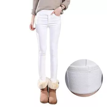 Женские леггинсы с высокой талией, тонкие эластичные брюки-карандаш, большие размеры, бархатные теплые зимние брюки 2XL чёрный