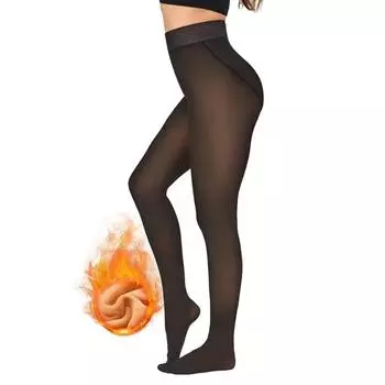 Женские леггинсы с высокой талией, утолщенные леггинсы с флисовой подкладкой, прозрачные термоколготки, приподнимающие бедра чёрный