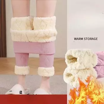 Женские леггинсы, утепленные брюки, зимние леггинсы из плотного флиса и шерсти с высокой талией, очень толстые теплые термобелье 500 г, утепленные брюки M чёрный