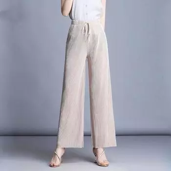 Женские леггинсы в полоску, весна/лето, прямые, с высокой талией, легкие брюки 4XL