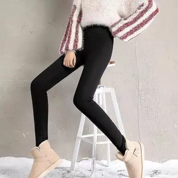 Женские леггинсы Yousheng, эластичные, теплые, с утолщенной бархатной подкладкой, спортивные штаны с узором в виде бабочек, колготки для йоги, повседневная одежда S чёрный