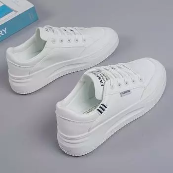 Женские легкие белые кожаные спортивные повседневные туфли 2025 года с дышащей мягкой толстой подошвой для весны и осени Size 36
