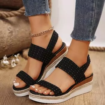 Женские легкие босоножки на танкетке, женские, летние 2024, модные туфли на платформе, женские повседневные пляжные босоножки на платформе, женские 36 белый