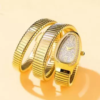 Женские легкие часы люксового бренда, маленькие и элегантные в змеином стиле, модные и водонепроницаемые часы-браслет W95