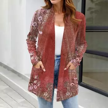 Женские легкие кардиганы с открытой передней частью, с длинными рукавами, повседневные, свободные, тонкие кардиганы с карманами S