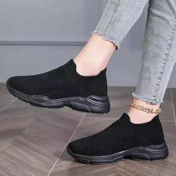 Женские легкие кроссовки для бега, дышащие женские кроссовки, без застежек, мокасины, повседневная обувь для женщин, носки, размер 35-44 38 бежевый