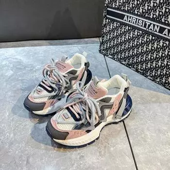 Женские легкие кроссовки из искусственной кожи с круглым носком на платформе, спортивные, на шнуровке, для ходьбы, женские, вулканизированные, увеличивающие рост 35