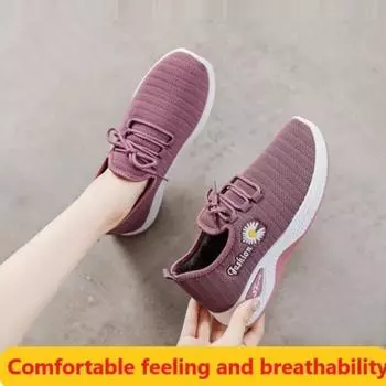 Женские легкие кроссовки, кроссовки для взрослых, сетчатые туфли, удобные кроссовки с мягкой подошвой, женские дышащие повседневные одинарные туфли 36 розовый