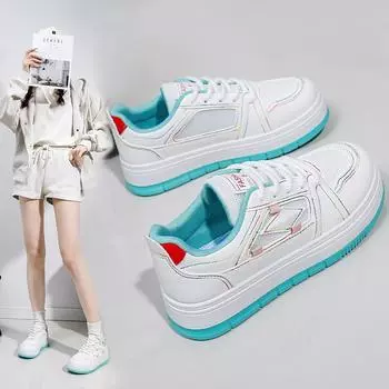Женские легкие кроссовки на платформе, нескользящие дышащие прогулочные туфли на шнуровке, спортивная обувь, новые повседневные кроссовки из искусственной кожи для женщин 35