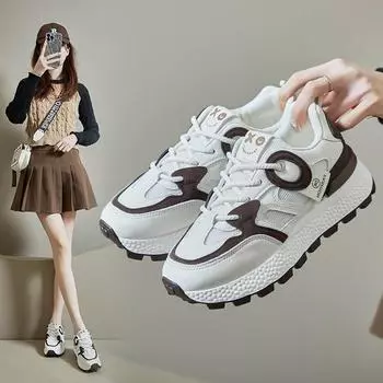 Женские легкие кроссовки на плоской подошве, модные уличные противоскользящие кроссовки из искусственной кожи на шнуровке, повседневная спортивная обувь для прогулок, тренировок и упражнений для женщин 35