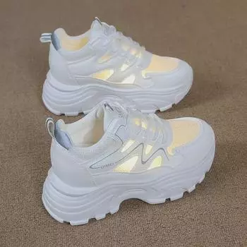 Женские легкие кроссовки с нескользящей сеткой, увеличивающие рост, 2024 г., дышащие летние кроссовки 35