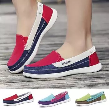 Женские легкие лоферы без шнуровки, дышащая обувь на плоской подошве, повседневная обувь для ходьбы 36 красный