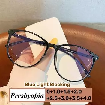 Женские легкие очки для чтения в стиле ретро, модные круглые очки для дальнего зрения, унисекс, мужские винтажные очки для дальнозоркости0 + 1,0 + 4,0 0