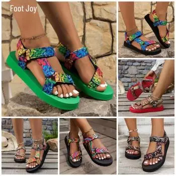 Женские легкие римские сандалии на липучках 2024 года — пляжные сандалии с круглым носком для лета 40