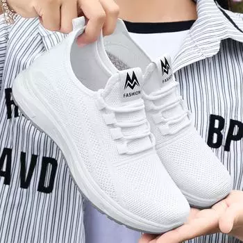 Женские легкие сетчатые кроссовки, дышащие кроссовки на шнуровке, повседневная модная обувь на каждый день 36