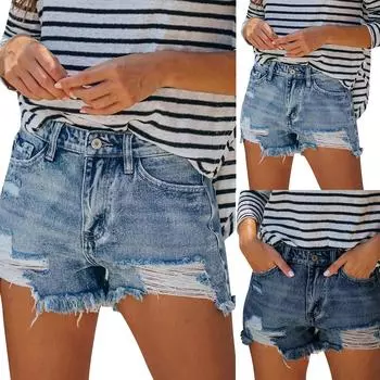Женские легкие шорты, повседневные модные шорты, сексуальные джинсовые шорты L темно-синий