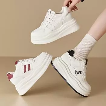 «Женские легкие спортивные кроссовки белого цвета, визуально увеличивающие рост, 2024 г., мягкие, на толстой подошве, неутомительные». 35 белый