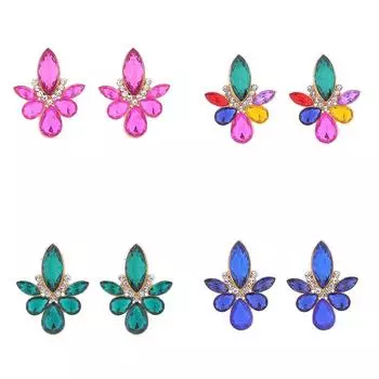 Женские легкие стильные серьги с бриллиантами, модные красочные серьги с кристаллами, серьги-гвоздики, элегантный дворец, роскошь 5.3*4.2cm фиолетовый