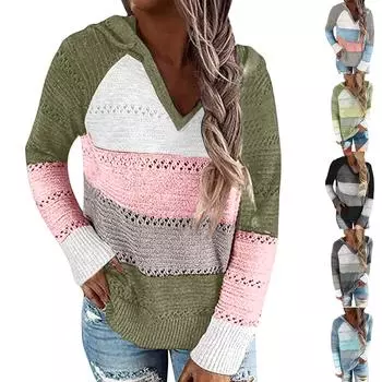 Женские легкие свитера с капюшоном с цветными блоками, толстовки, пуловеры, толстовки M зелёный