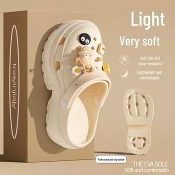 Женские летние 2024 дышащие пляжные сандалии: Дезодорирующие, увеличивающие рост, тапочки на толстой подошве 36-37