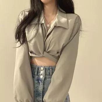 Женские летние элегантные однотонные рубашки с длинными рукавами и оборками, футболка на шнуровке, женские блузки с бантом, повседневный топ большого размера, сексуальный пуловер, туника L чёрный